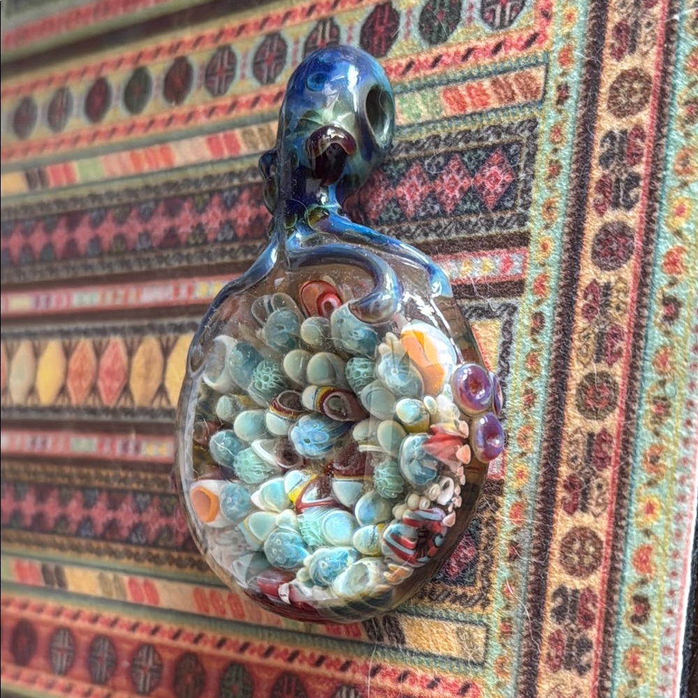 Glass Coral Reef Pendant With Octopus Bail